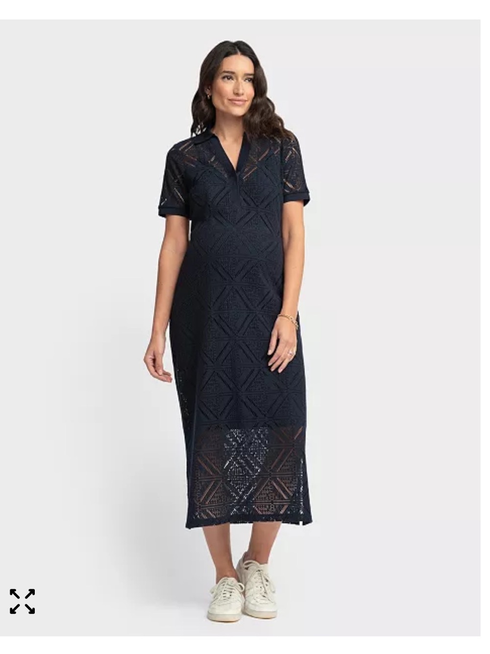 Seraphine navy crochet maternity dress